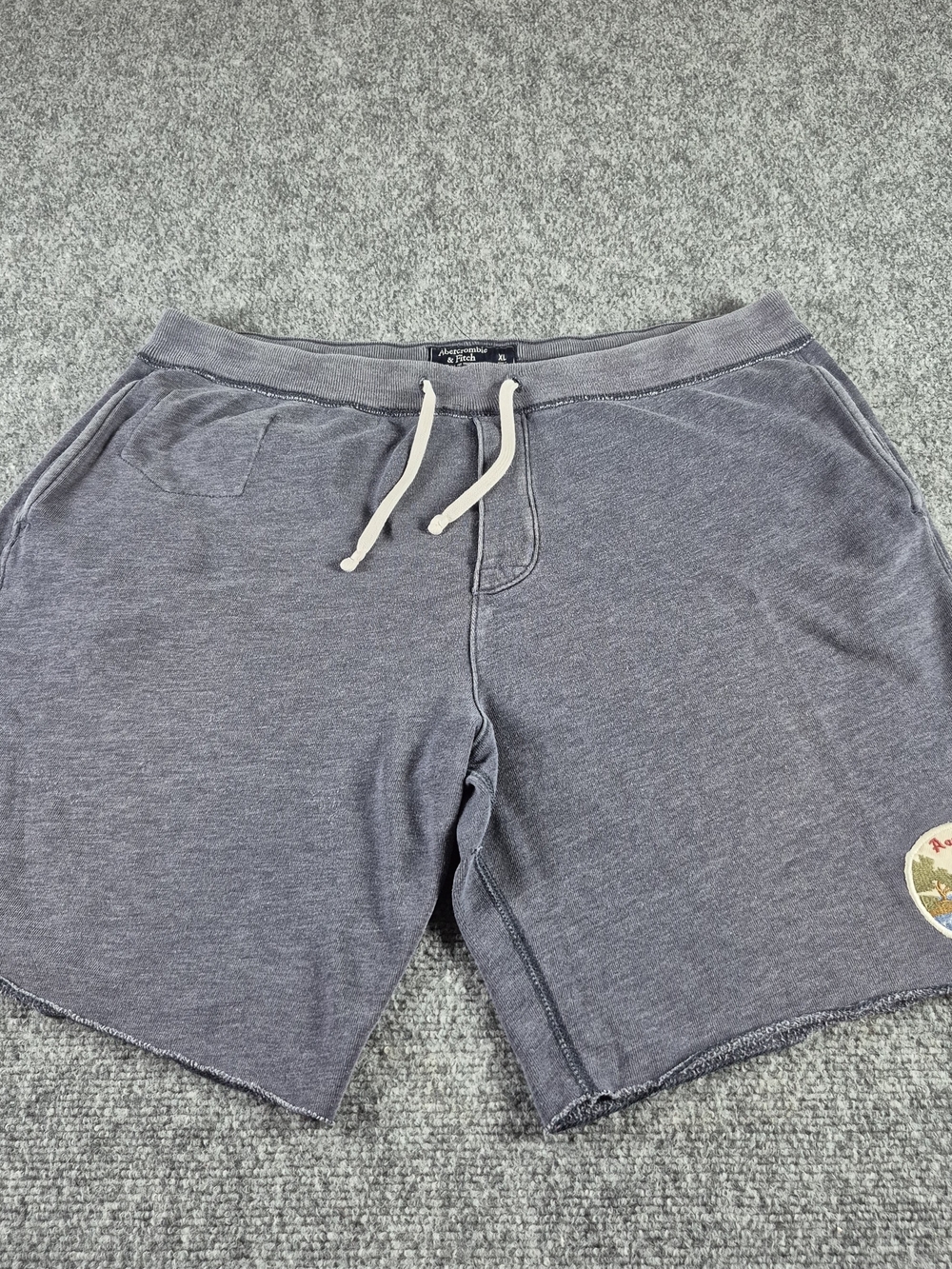 Vintage Abercrombie Fitch Heavy Knit Logo Sweat Men Shorts Blue XLarge Y2K Style